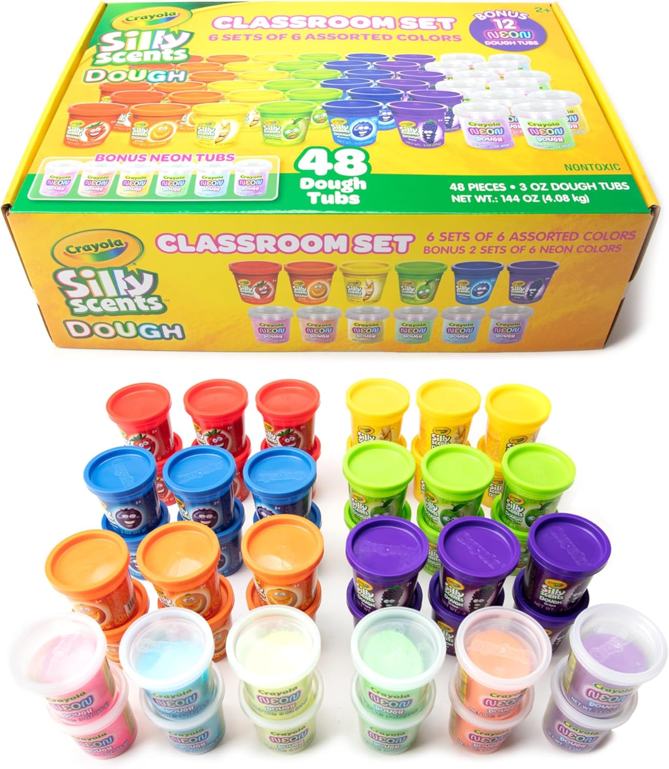 Crayola Silly Scents Play Dough Confezione da 48 composti modellabili profumati e neon per bambini Set bomboniere non tossico per bambini dai 3 anni in su