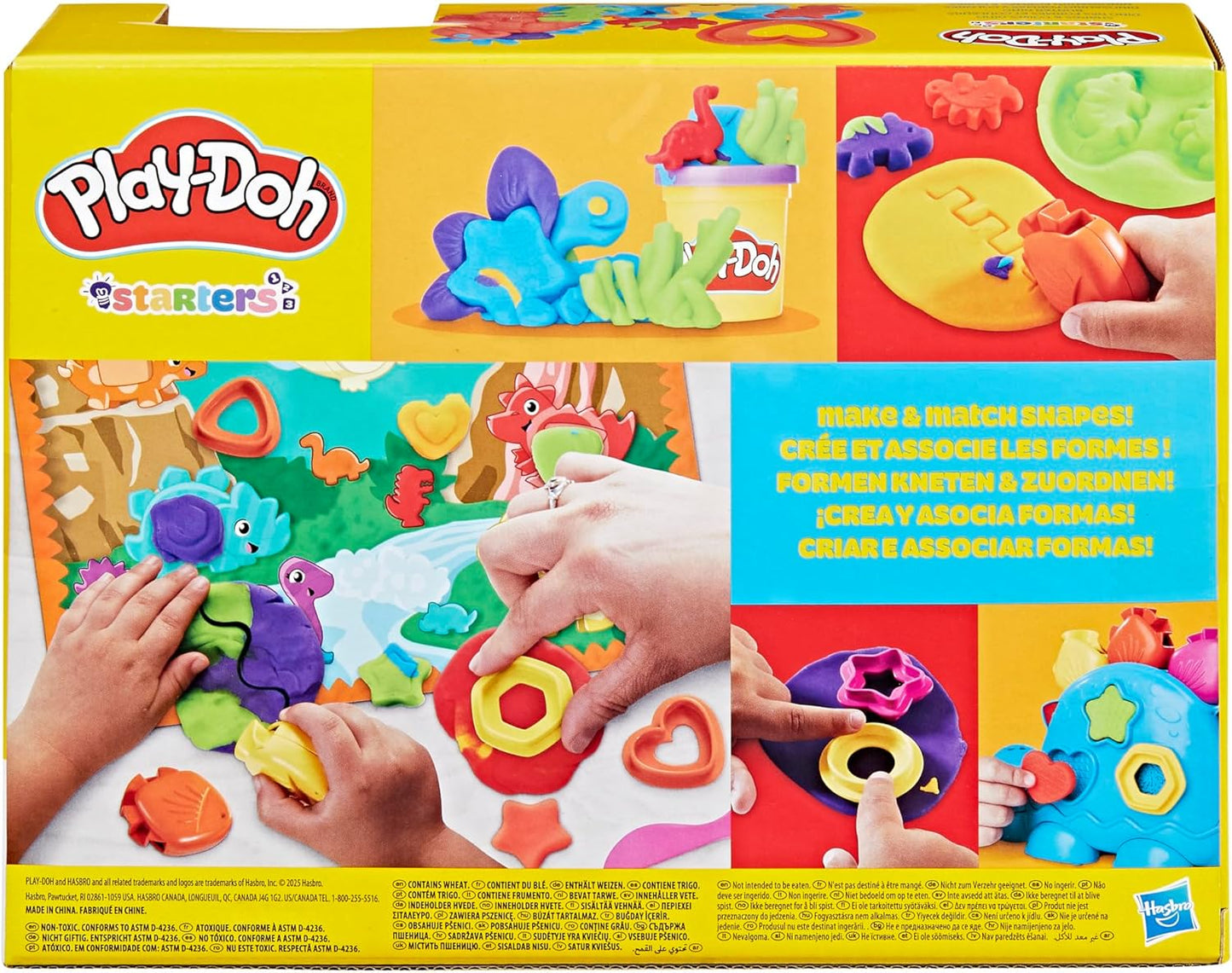 Play-Doh Formes et couleurs Dino Starter Set Ensemble de jeu sensoriel dinosaure pour enfants âgés de 2 ans et plus 11 accessoires et 6 couleurs