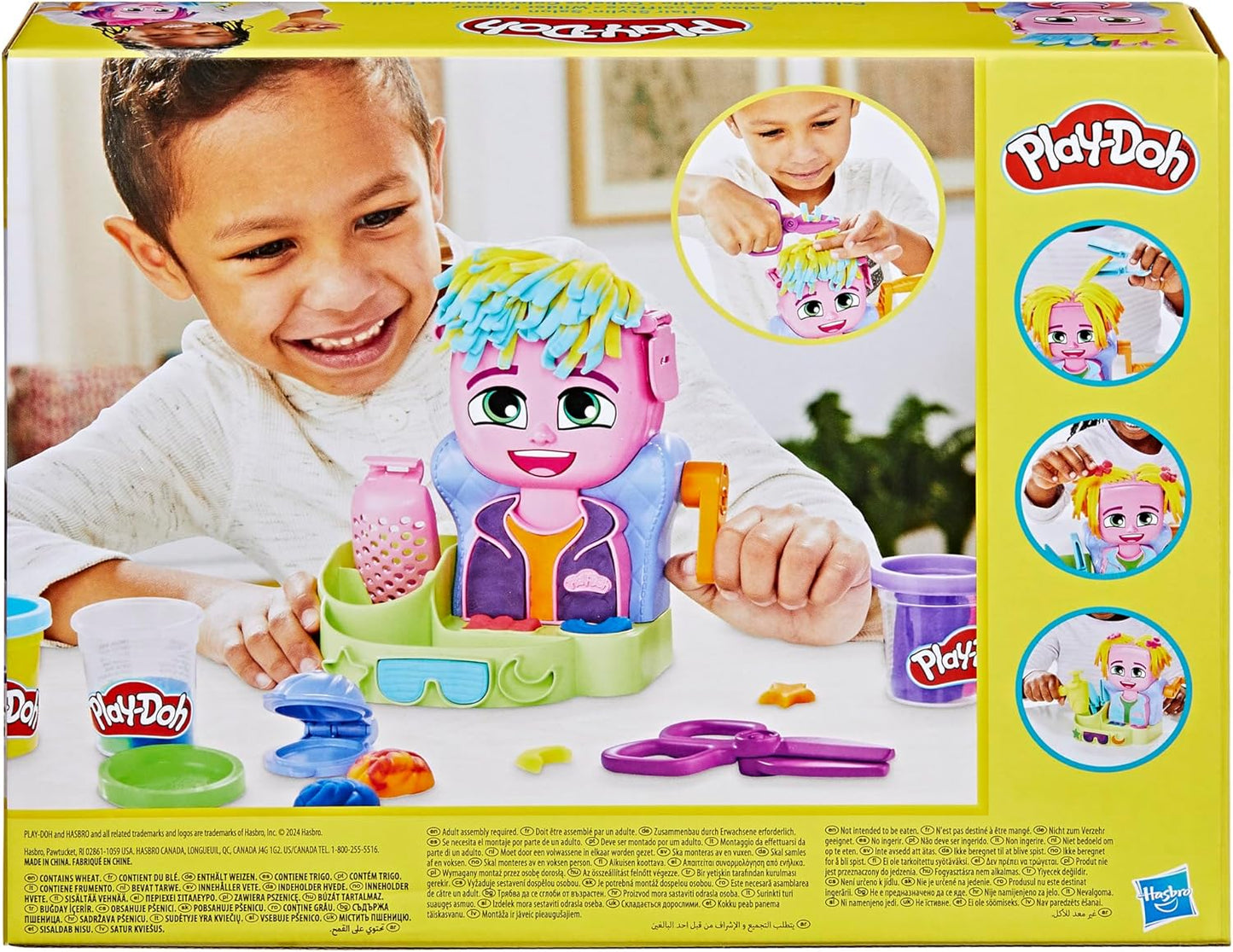Play-Doh Hair Stylin’ Salon-Spielset. Erstellen Sie verrückte Frisuren mit 6 Play-Doh-Farben. Rollen Sie ein Salonspielzeug für Kinder ab 3 Jahren