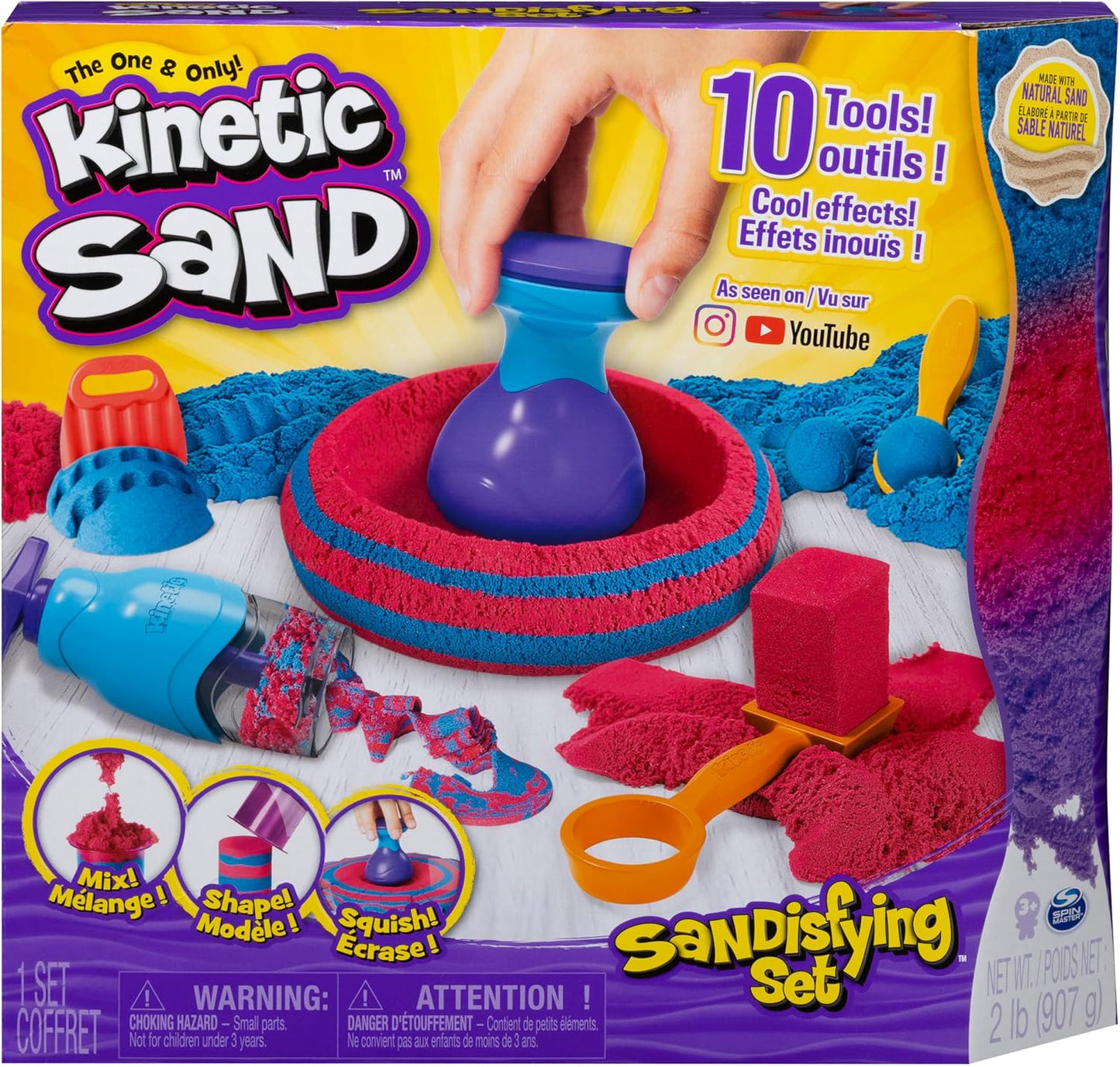 Kinetic Sand, Set de Sandisfying avec 907g de Sable et 10 Outils