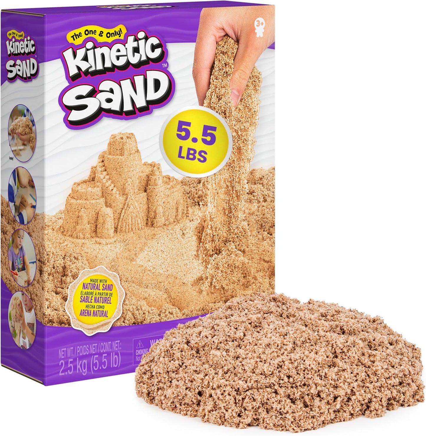 Kinetischer Sand, 2,5 kg naturbrauner Spielsand, wiederverschließbarer Beutel