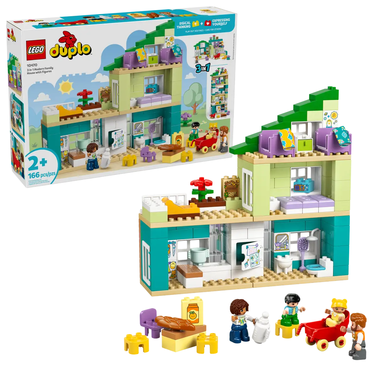 Maison familiale moderne 3 en 1 avec figurines (10470)