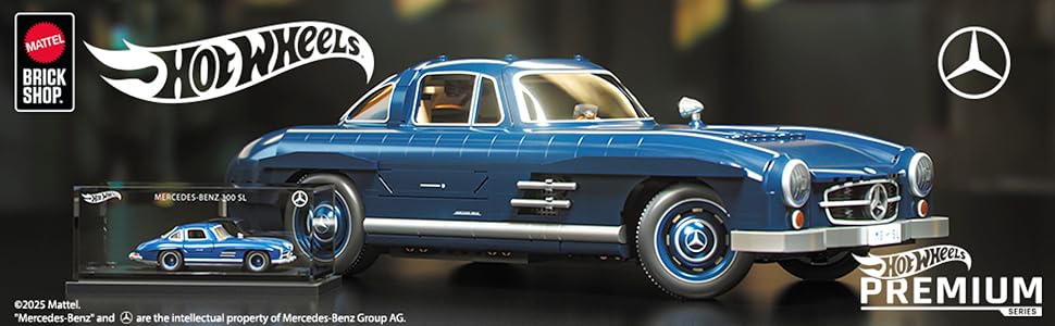 Mattel Brick Shop Hot Wheels Premium Series Mercedes-Benz 300 SL Set da costruzione (1600 pezzi)