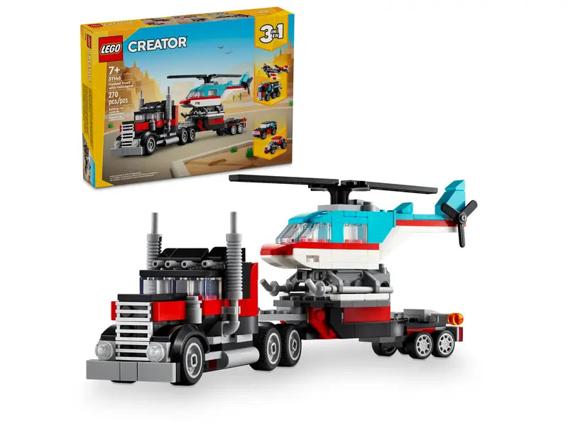 Creator 3-in-1-Pritschenwagen mit Hubschrauber (31146)