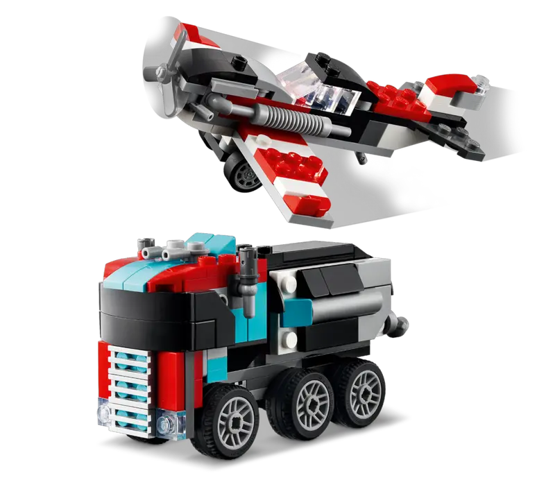 Creator 3-in-1-Pritschenwagen mit Hubschrauber (31146)
