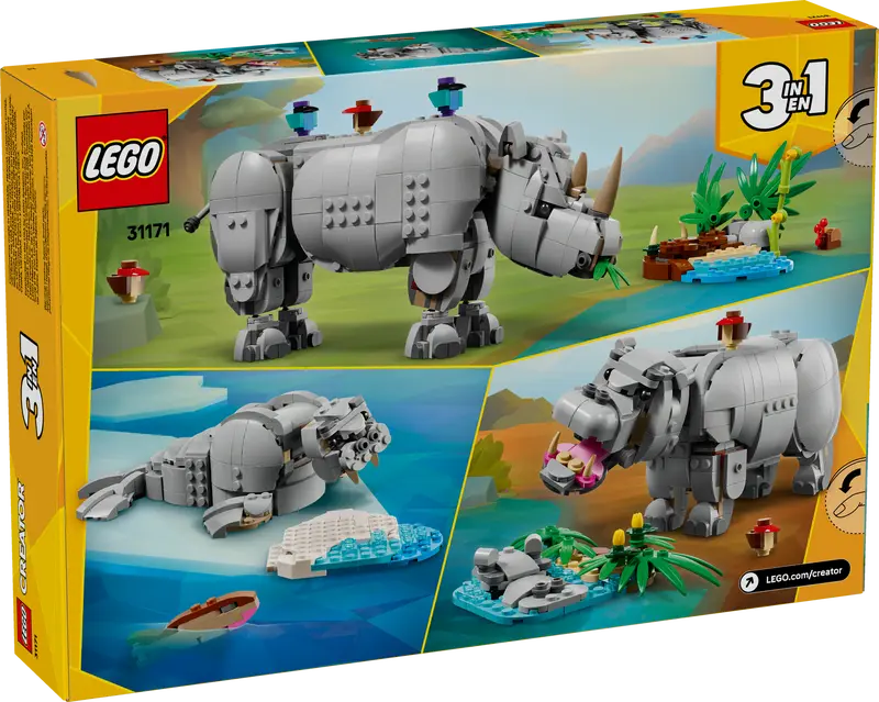 Creator 3in1 Wild Animals Majestic Nashorn mit Vögeln (31171)