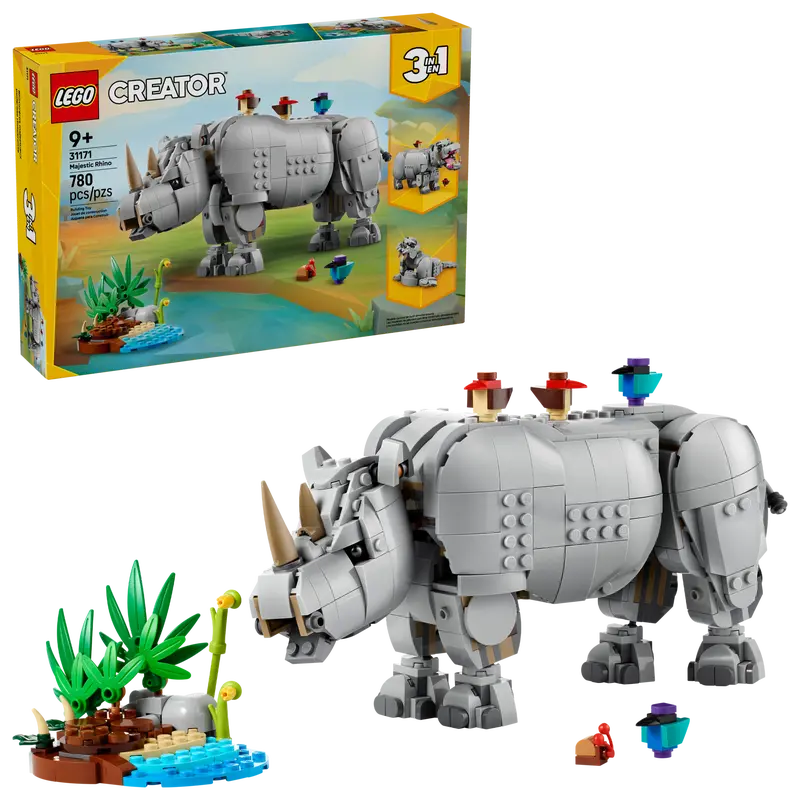 Creator 3in1 Wild Animals Majestic Nashorn mit Vögeln (31171)