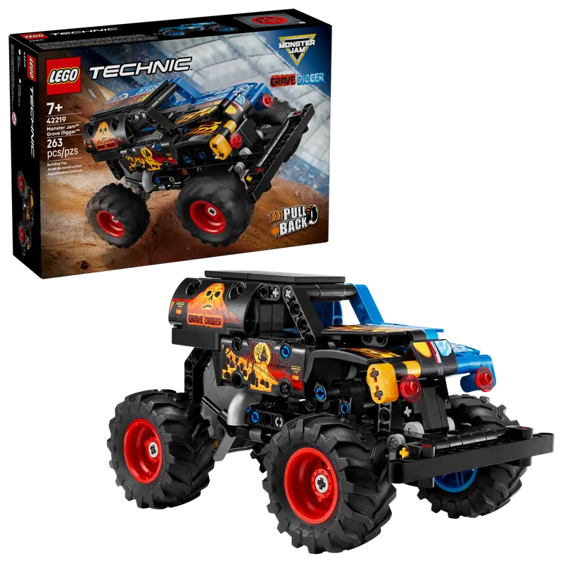 Monster Jam Grave Digger Fire and Ice Pull-Back Truck (42219)