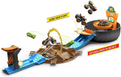 Hot Wheels Monster Trucks Set da gioco con pneumatici acrobatici con 3 camion e 3 auto