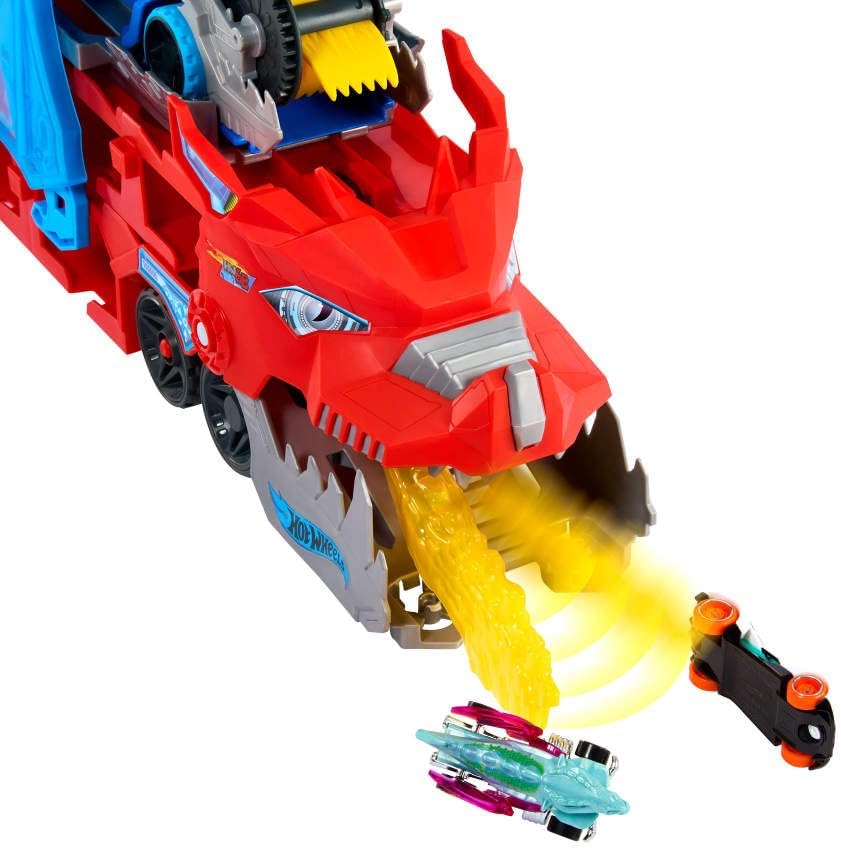 Hot Wheels City Ultimate Dual Dragon Transporter avec 2 voitures