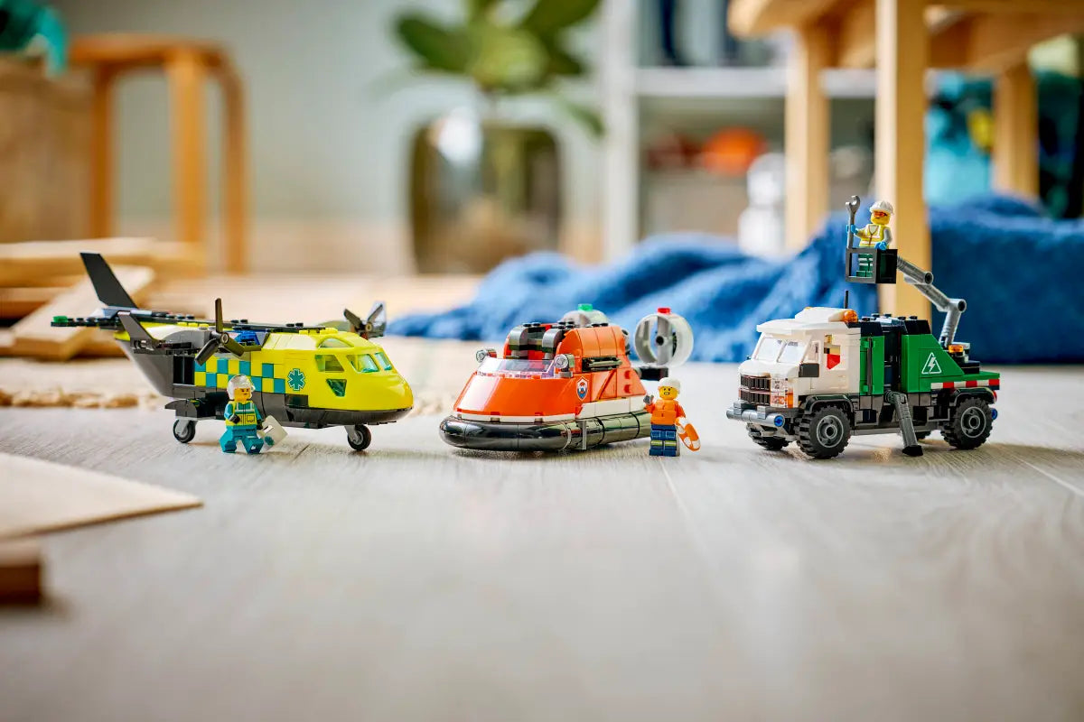 Flugzeug-, Service-Truck- und Hovercraft-Remix-Bauset (60505)