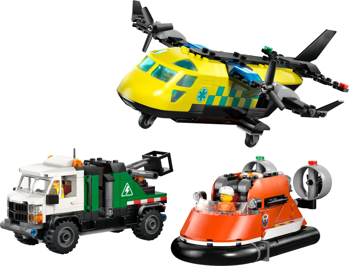 Flugzeug-, Service-Truck- und Hovercraft-Remix-Bauset (60505)