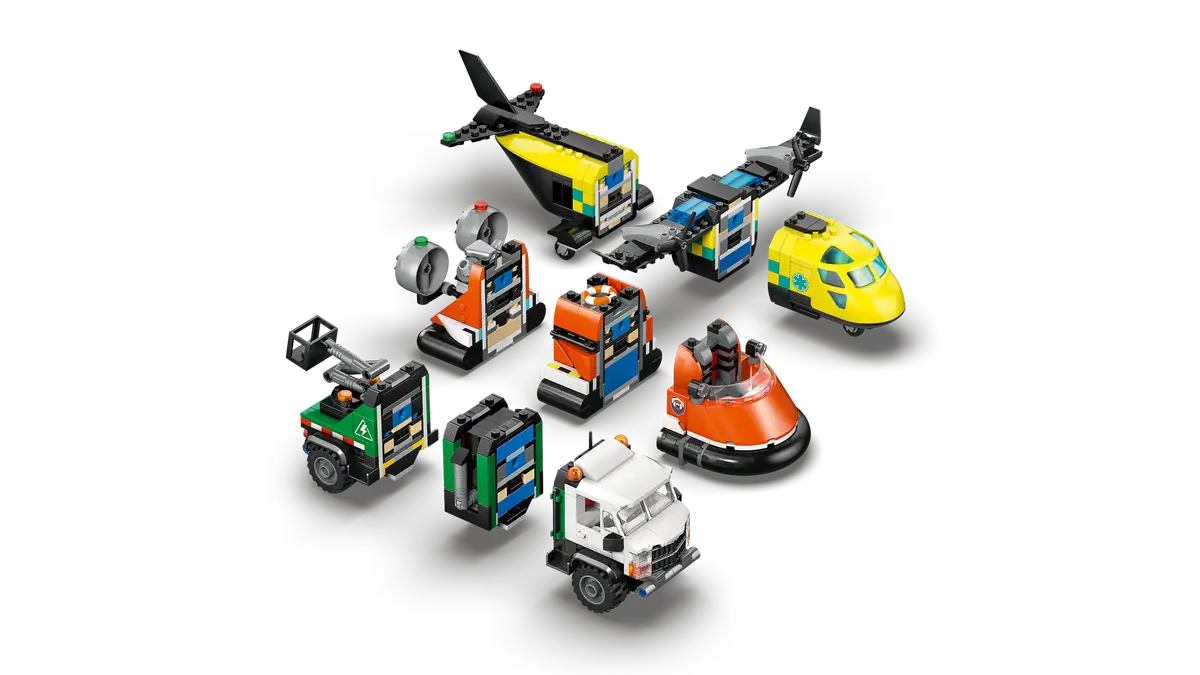 Flugzeug-, Service-Truck- und Hovercraft-Remix-Bauset (60505)