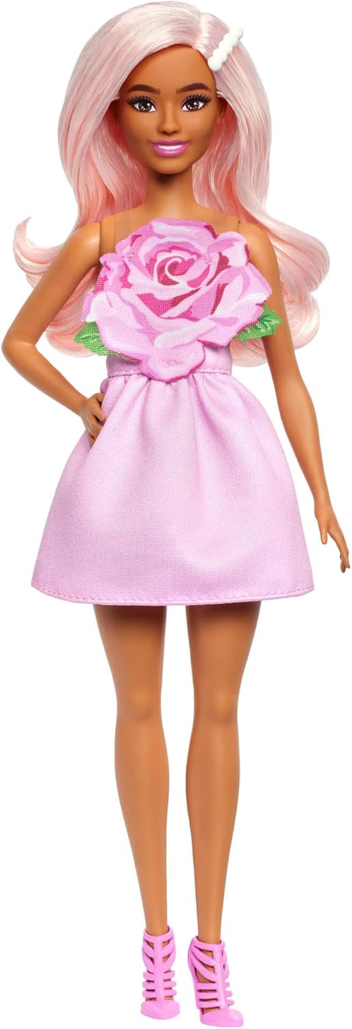 Bambola Barbie Fashionistas con abito rosa senza spalline