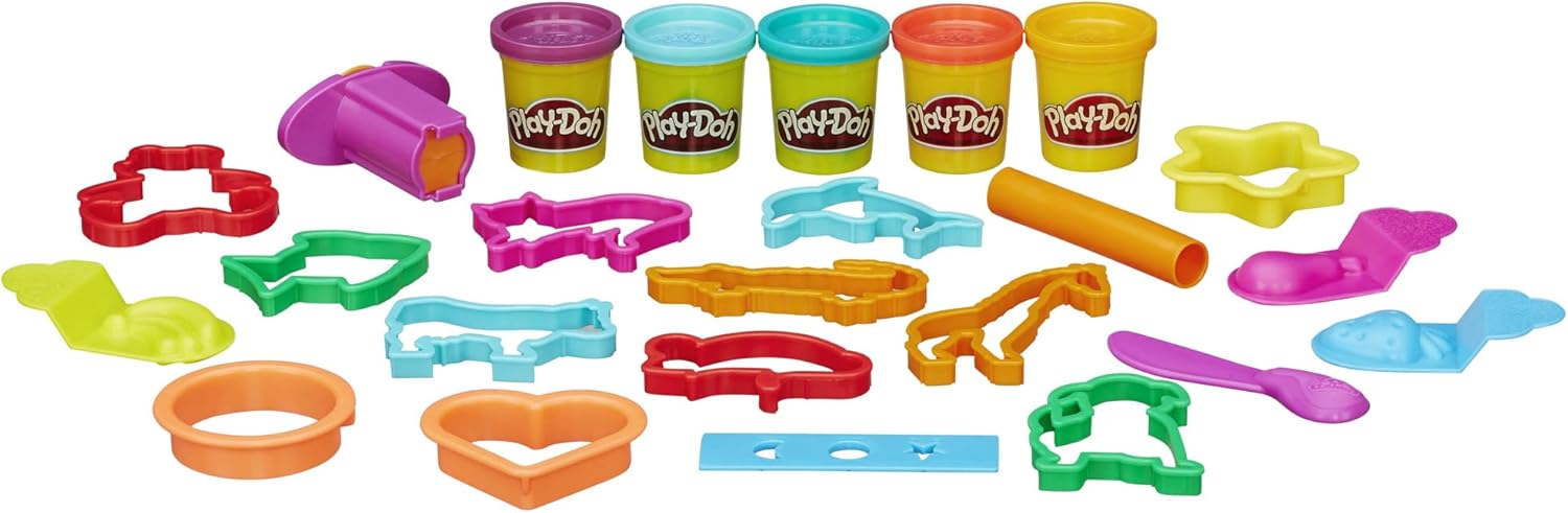 Play-Doh Fun Tub-Set mit 19 Zubehörteilen, 5 Farben und wiederverwendbarem Aufbewahrungsbehälter ab 3 Jahren