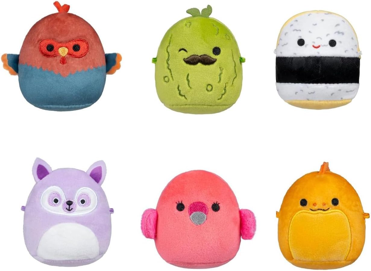 Squishmallows Micromallows Plüsch 6er-Pack (Charles, Onel, Cookie, Reed, Mo, Layla)