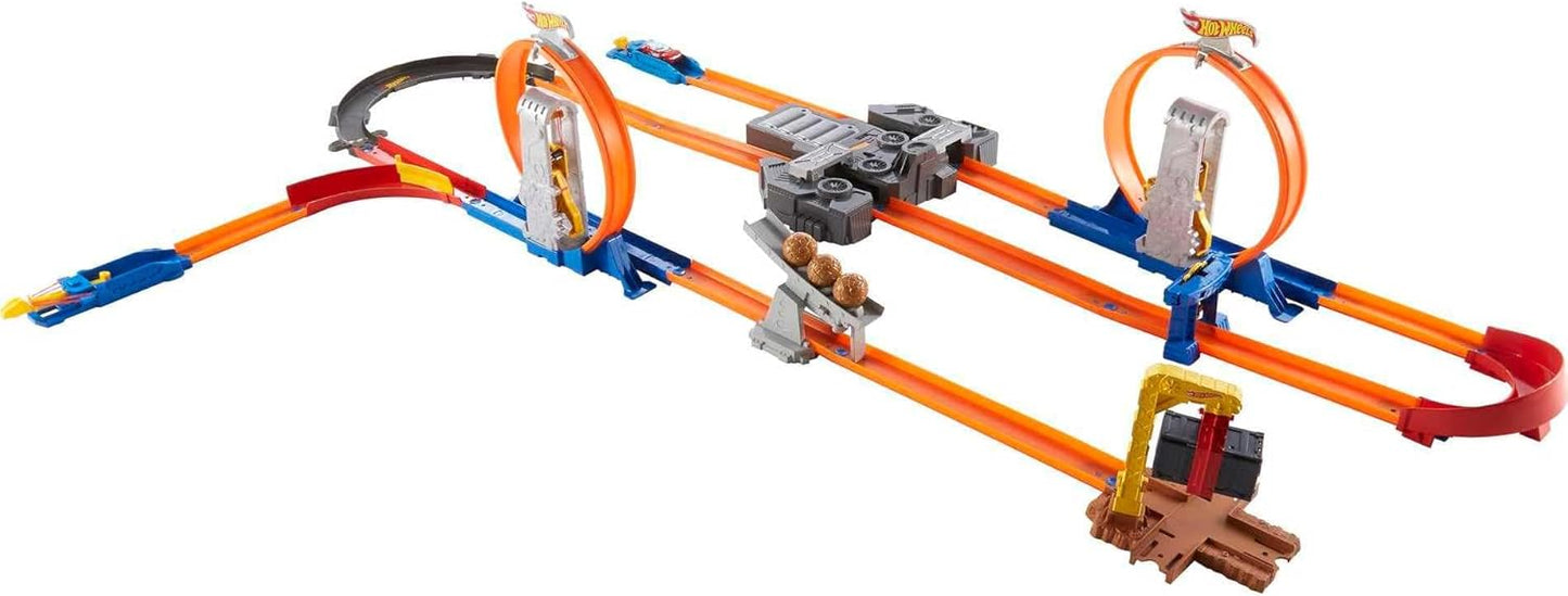 Hot Wheels Track Builder Total Turbo Takeover Playset con booster motorizzato e auto