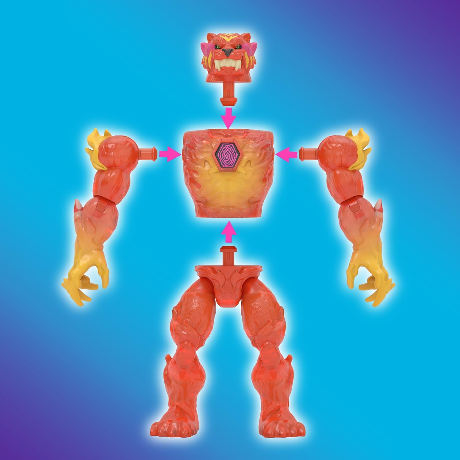 MrBeast Lab Hybrids Mega Pack – Serie Hyper Fusion Crea 5 figure Mix & Match + Mega Torso Panther