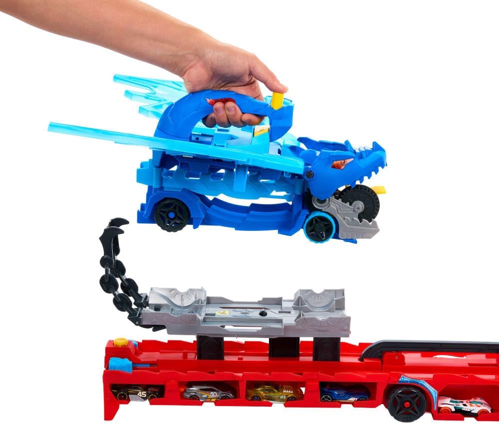 Hot Wheels City Ultimate Dual Dragon Transporter avec 2 voitures