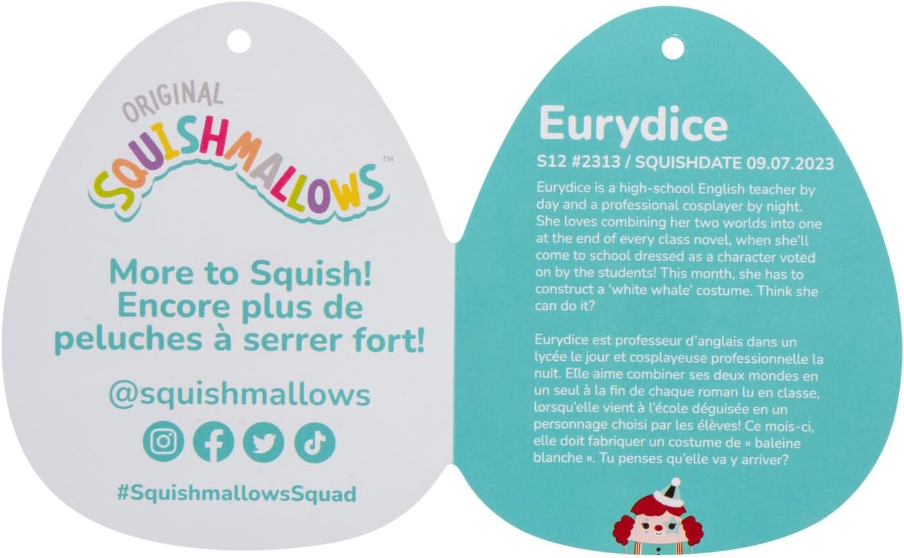 Squishmallows Halloween Eurydice Clown mit blaugrüner Stern-Augenklappe