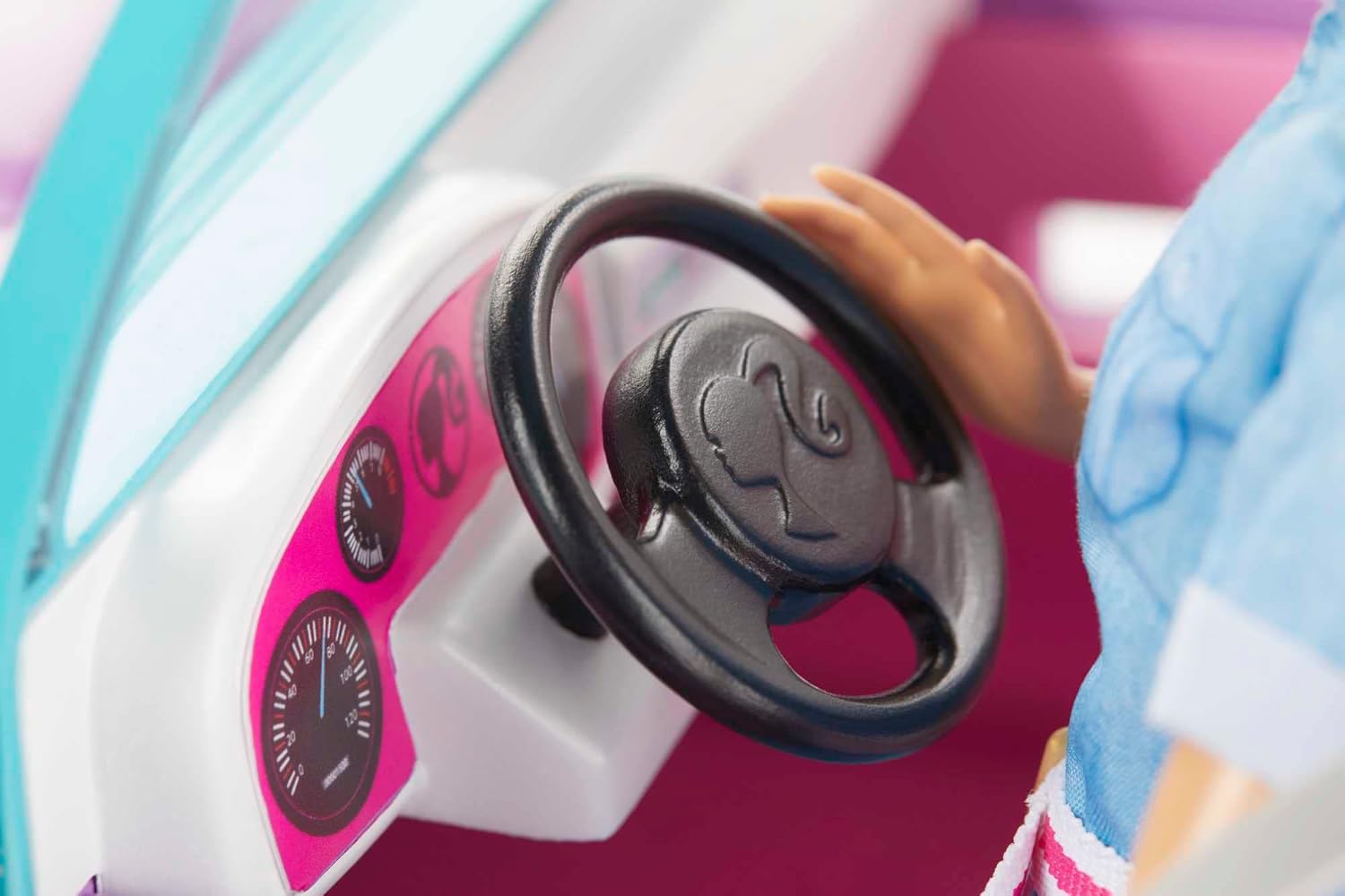 Barbie-Geländewagen in Lila mit rosa Sitzen und rollenden Rädern für Kinder im Alter von 3–7 Jahren
