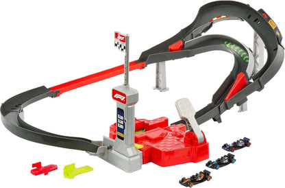 Hot Wheels - Circuit de course côte à côte de Formule 1 avec 3 voitures moulées sous pression