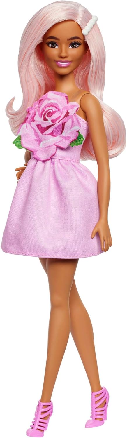 Bambola Barbie Fashionistas con abito rosa senza spalline