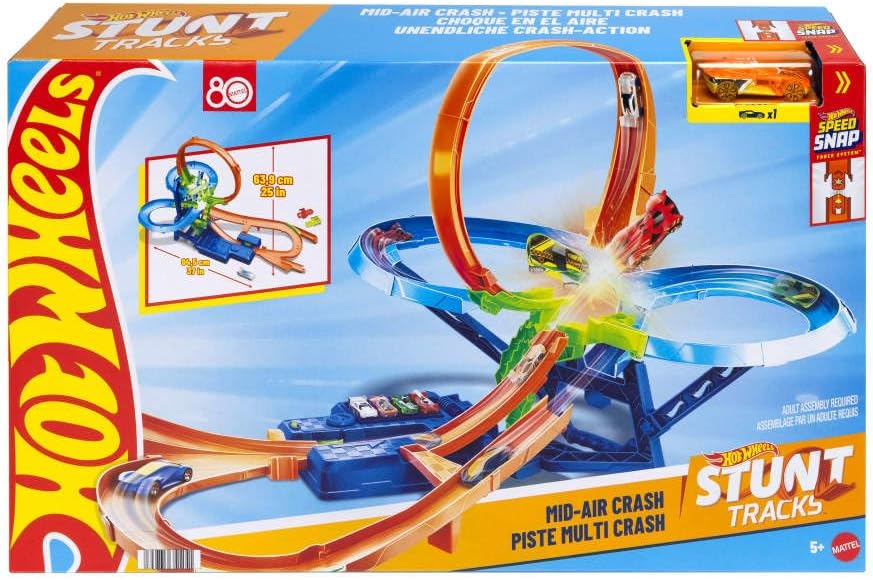 Hot Wheels Stunt Track Infinite Crash Action-Set mit batteriebetriebenem Beschleuniger