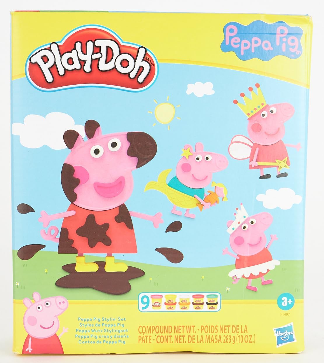Play-Doh Peppa Pig Stylin' Set Peppa Pig Playset avec 9 canettes et 11 outils, jouet d'art et d'artisanat pour enfants à partir de 3 ans