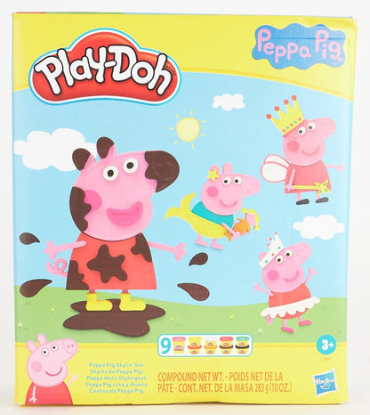 Play-Doh Peppa Pig Stylin' Set Peppa Pig Playset avec 9 canettes et 11 outils, jouet d'art et d'artisanat pour enfants à partir de 3 ans