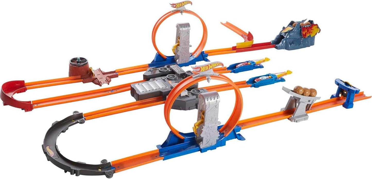 Hot Wheels Track Builder Total Turbo Takeover Playset con booster motorizzato e auto
