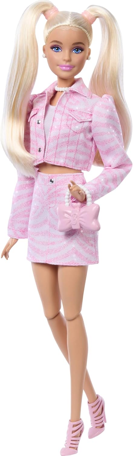Barbie-Puppe im Deluxe-Stil – rosa Jeans-Outfit