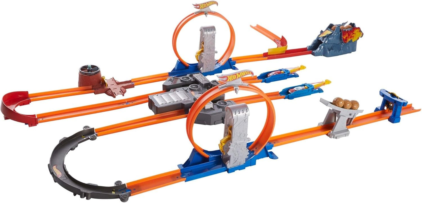Hot Wheels Track Builder Total Turbo Takeover Playset con booster motorizzato e auto