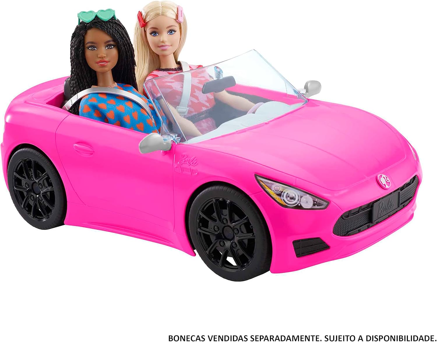 Barbie Cabriolet 2 places Voiture rose avec roues roulantes 3 à 7 ans
