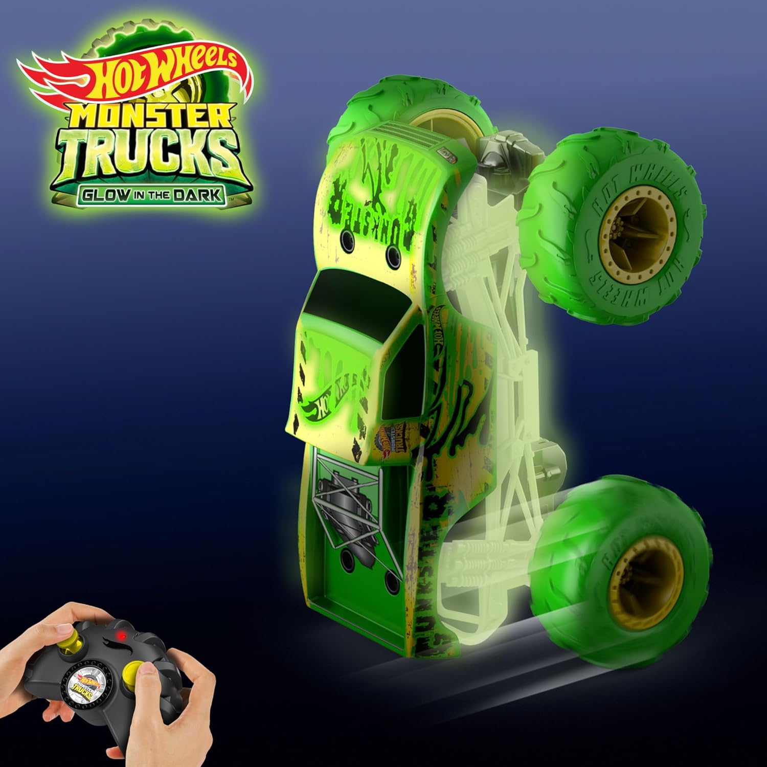 Hot Wheels Monster Trucks Gunkster RC Truck, leuchtet im Dunkeln