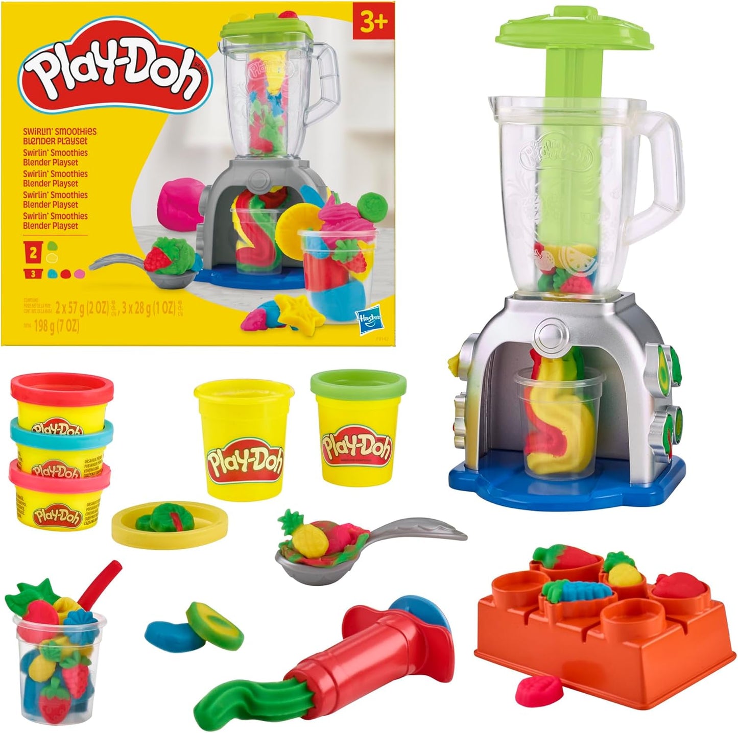 Play-Doh Swirlin‘ Smoothies Spielzeugmixer-Spielset, Kinderspielküchenset mit 5 Farben ab 3 Jahren