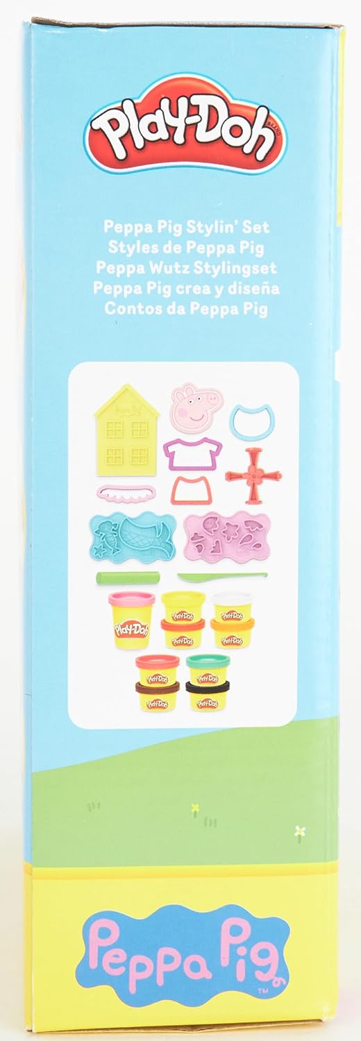 Play-Doh Peppa Pig Stylin' Set Peppa Pig Playset avec 9 canettes et 11 outils, jouet d'art et d'artisanat pour enfants à partir de 3 ans
