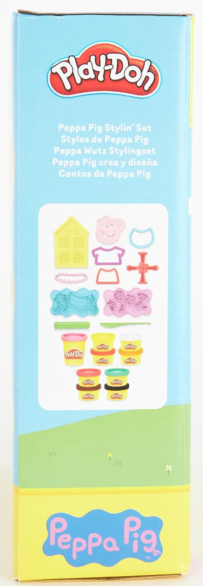 Play-Doh Peppa Pig Stylin' Set Peppa Pig Playset avec 9 canettes et 11 outils, jouet d'art et d'artisanat pour enfants à partir de 3 ans