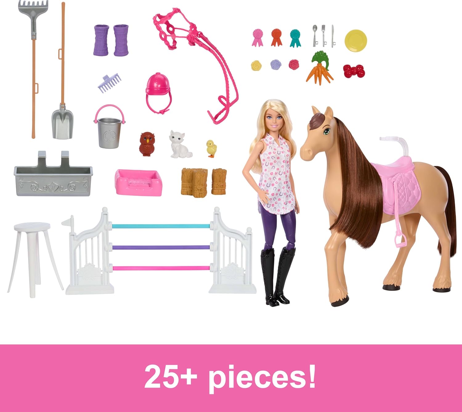 Barbie Stall-Spielset mit Puppe und Pferd, inspiriert von Barbie Mysteries The Great Horse Chase, ab 3 Jahren