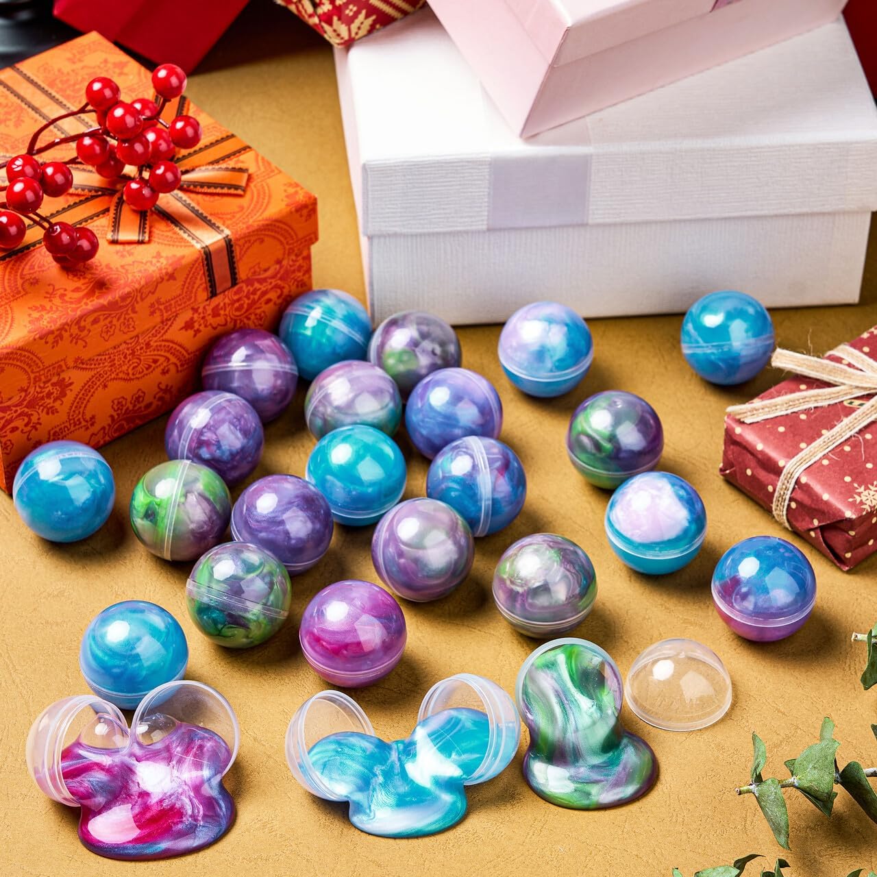 JOYIN Galaxy Slime Party Favors, paquet de 24 boules de slime extensibles, jouets sensoriels non collants, sans dégâts et sûrs pour enfants, fournitures de fête parfaites et récompenses en classe