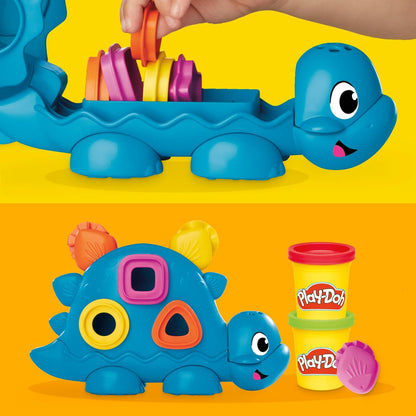 Play-Doh Formen und Farben Dino-Starter-Set, sensorisches Dinosaurier-Spielset für Kinder ab 2 Jahren, 11 Zubehörteile und 6 Farben