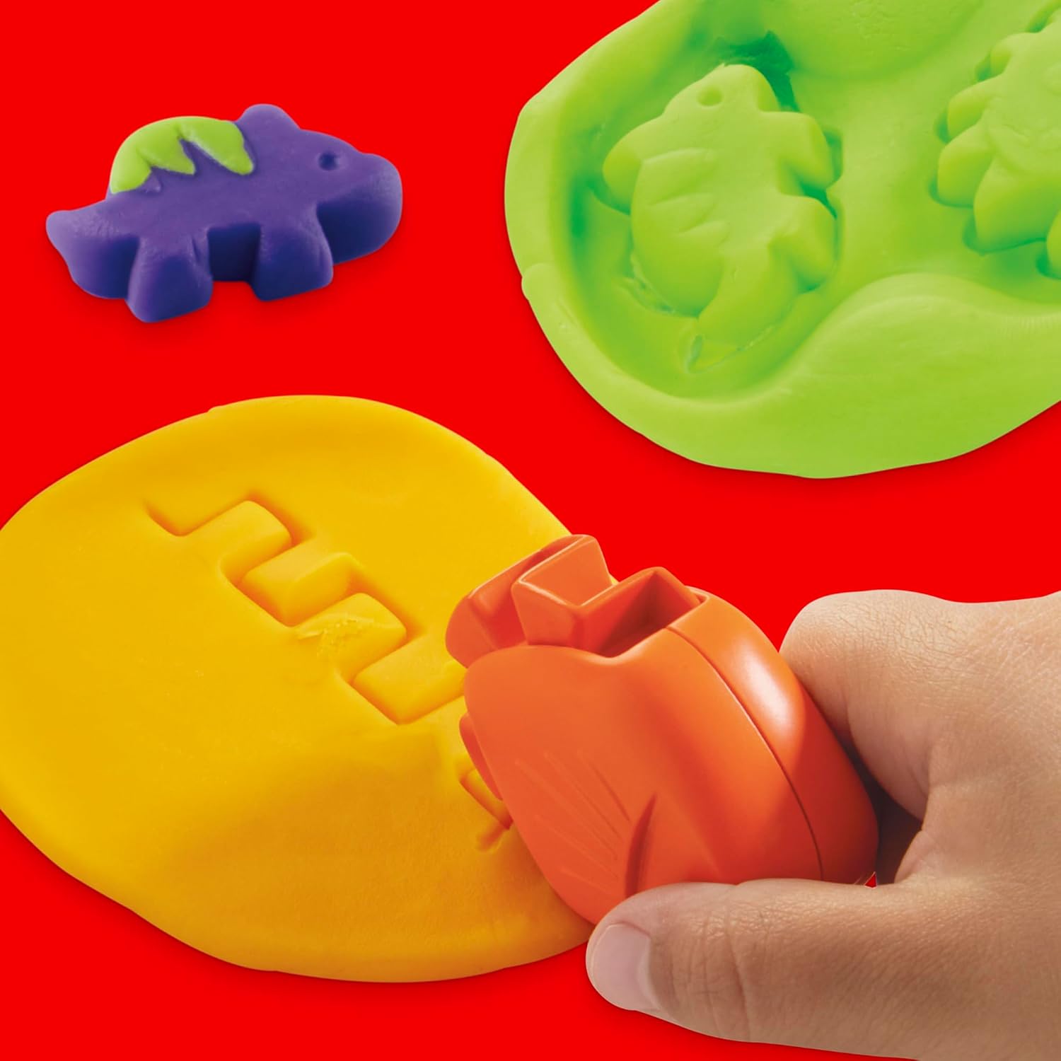 Play-Doh Formen und Farben Dino-Starter-Set, sensorisches Dinosaurier-Spielset für Kinder ab 2 Jahren, 11 Zubehörteile und 6 Farben
