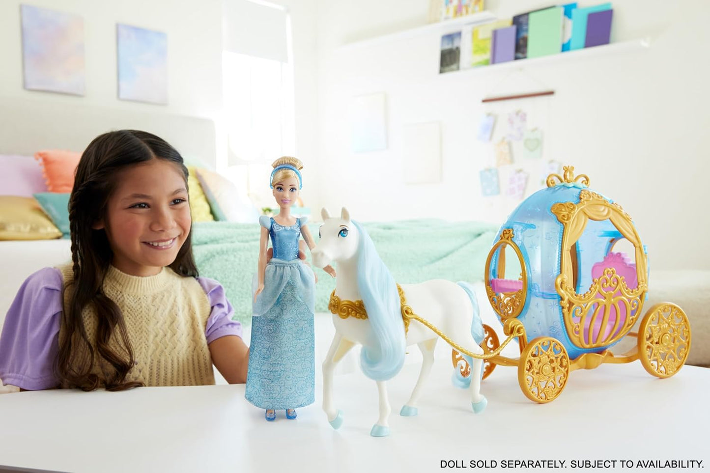 Ensemble carrosse et chevaux de la princesse Disney Cendrillon inspiré de Cendrillon de Disney, à partir de 3 ans
