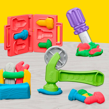 Play-Doh Stempel- und Sägewerkzeugbank, Spielset, Bauwerkstatt für Kinder ab 3 Jahren