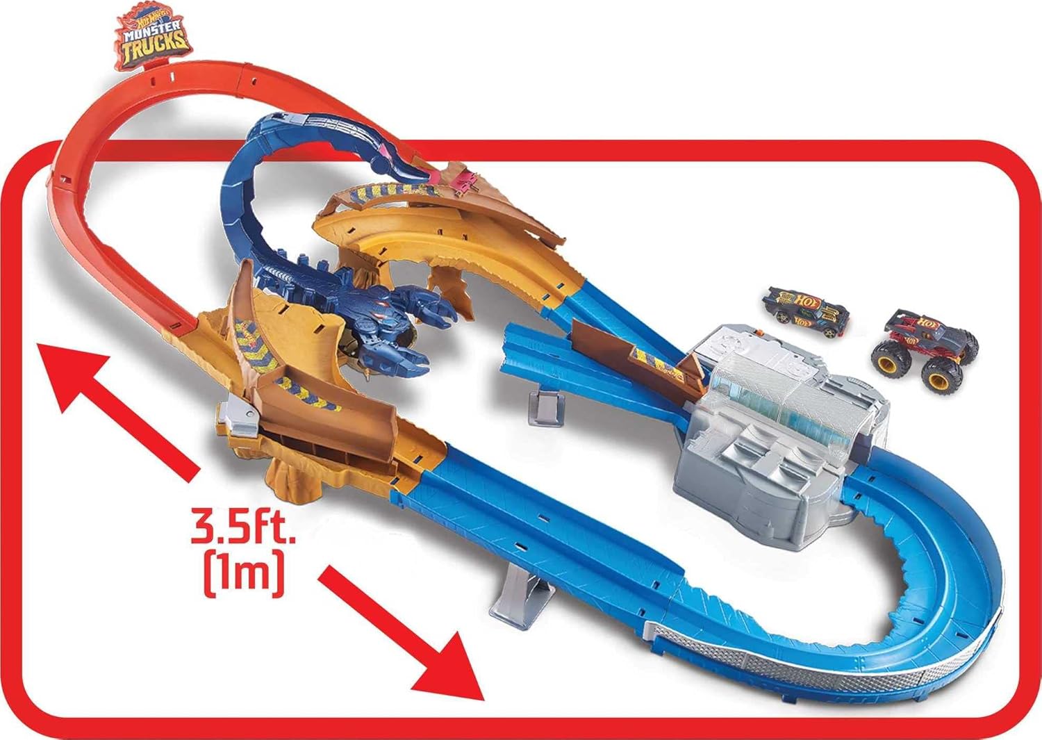 Hot Wheels Monster Trucks Scorpion Sting Rennbahn-Set mit Truck und Auto