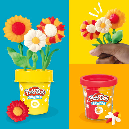 Play-Doh-Blumenspielzeug „Sonnenblumen und Gänseblümchen“ mit Blumenduft, Modelliermasse für Kinder, Kunst- und Bastelset für Kinder ab 3 Jahren