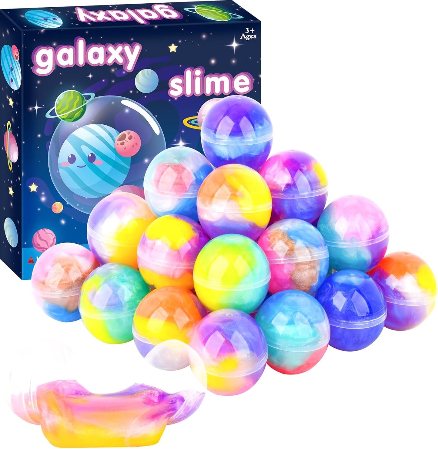 Galaxy Slime Ball Party Favors 36-Pack Bulk Slime Set Jouets sensoriels extensibles, non collants et sans dégâts pour les enfants, sûrs, non toxiques, amusants anti-stress pour les anniversaires et les salles de classe