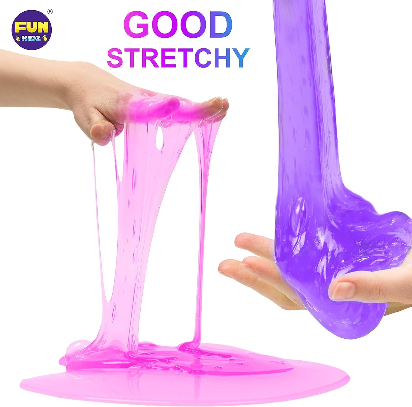 FunKidz Jumbo-Schleim-Set, 33 Becher, vorgefertigtes Schleim-Set, weich, wolkenartig, klar, butterfarben, glitzernd und im Dunkeln leuchtend, ungiftiges DIY-Set für Kinder im Alter von 4–12 Jahren, Partygeschenke und Geschenkbox