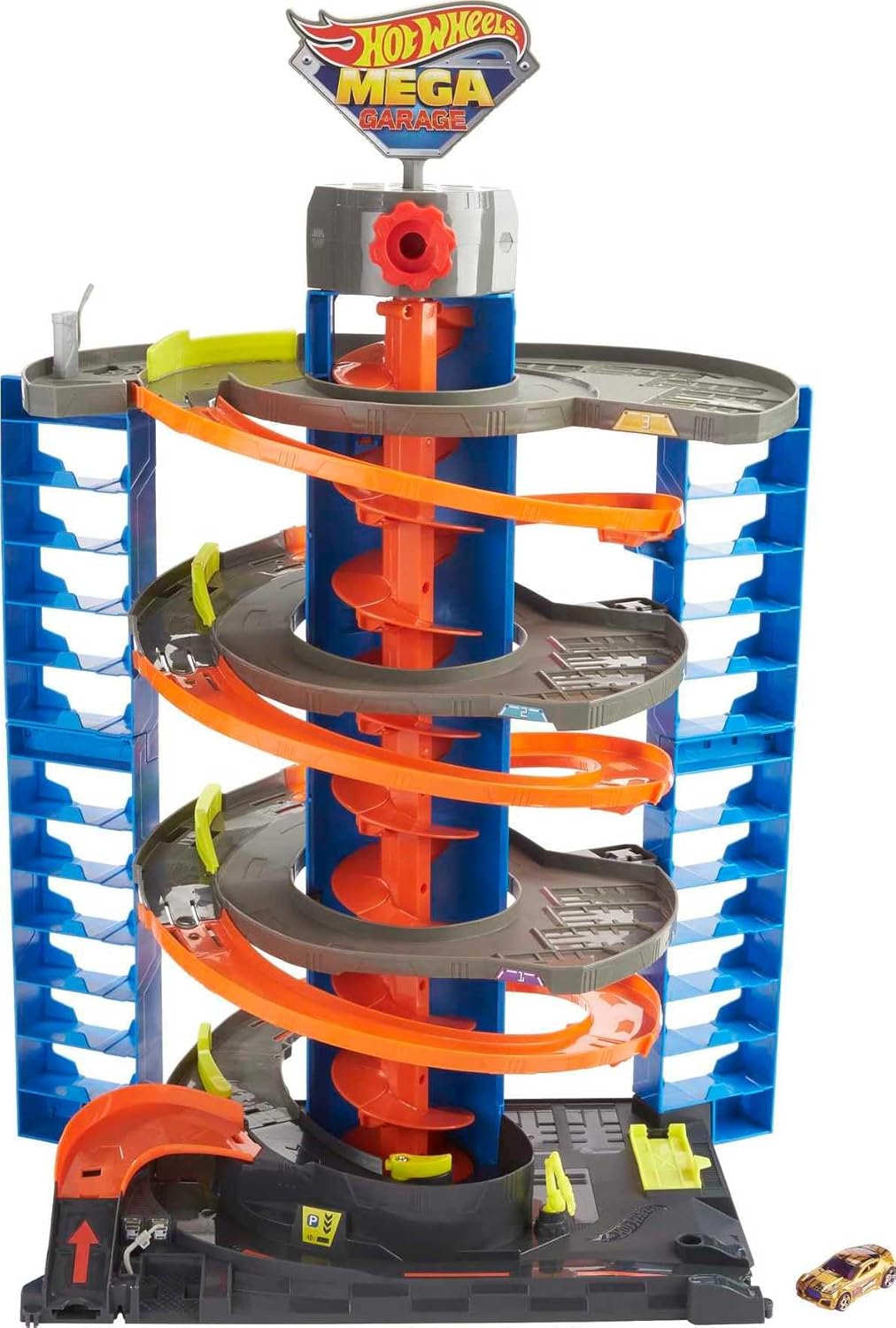 Hot Wheels City Mega Garage Spielset mit Korkenzieheraufzug und Auto