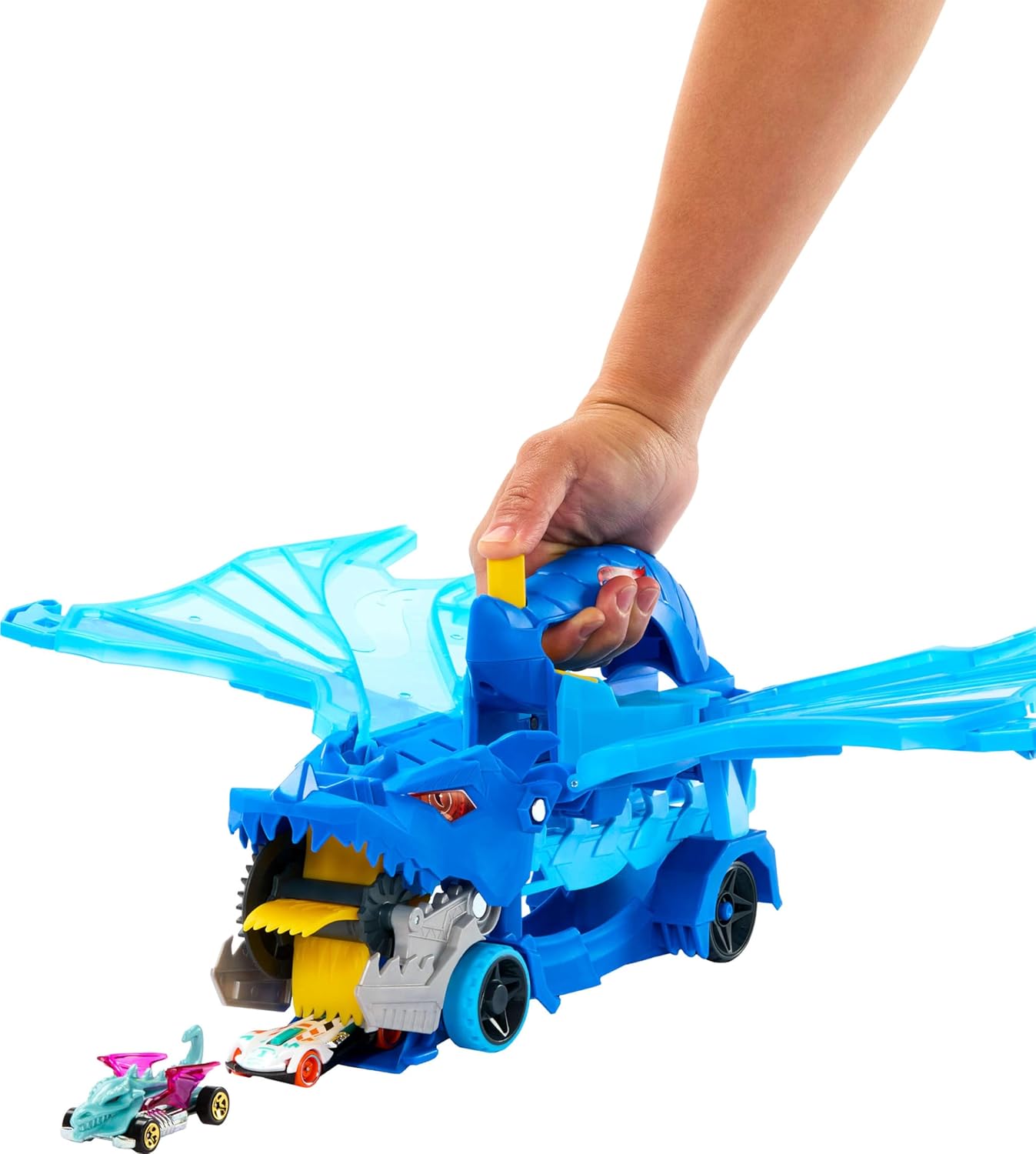 Hot Wheels City Ultimate Dragon Transporter 2-en-1 avec 2 voitures moulées sous pression